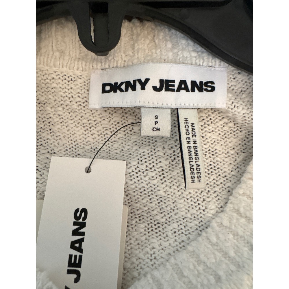 DKNY Jeans Womens White Textured 100% Cotton Button Front Cardigan Sweater Small - Picture 7 of 8